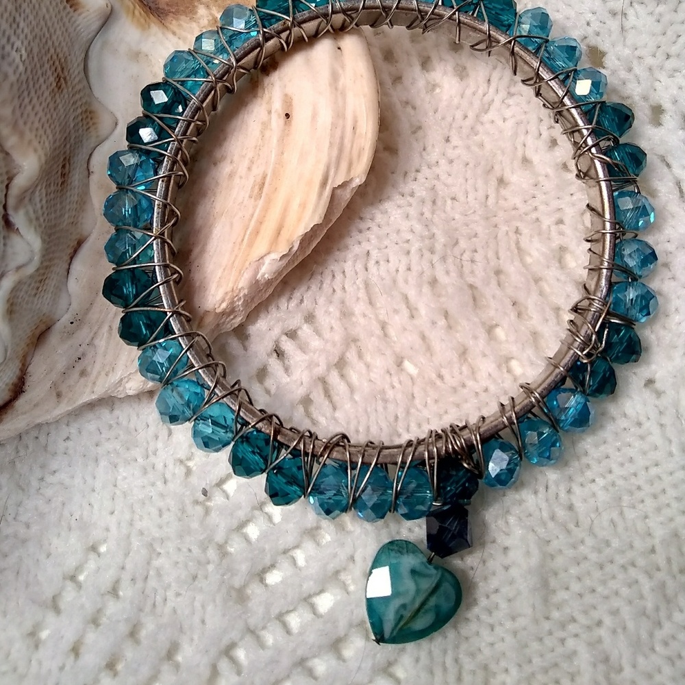 🎈"Turquoise Heart" Charmed Bangle🎈